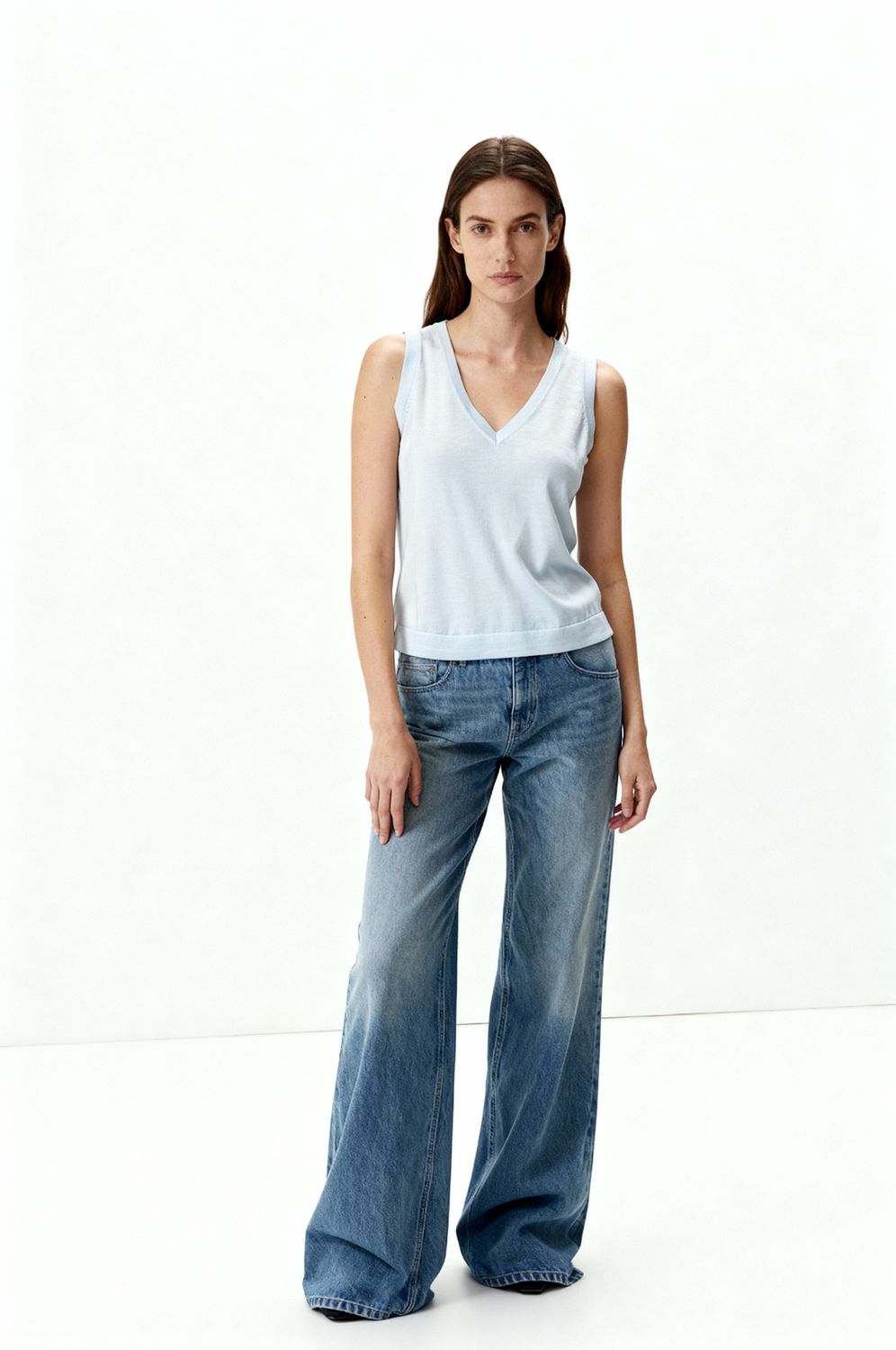 Amanda Maria - Cashmere Blend Tank Powder Blue