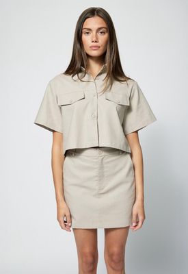 Amanda Maria - Linen Cotton Mini Skirt Taupe