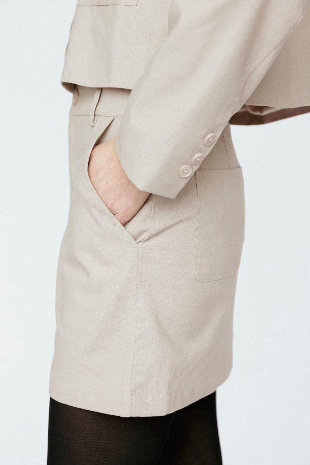 Amanda Maria - Linen Cotton Mini Skirt Taupe Amanda Maria - Linen Cotton Mini Skirt Taupe