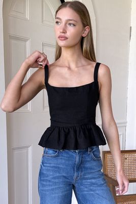 Emerson Fry - Jour Peplum Top Black