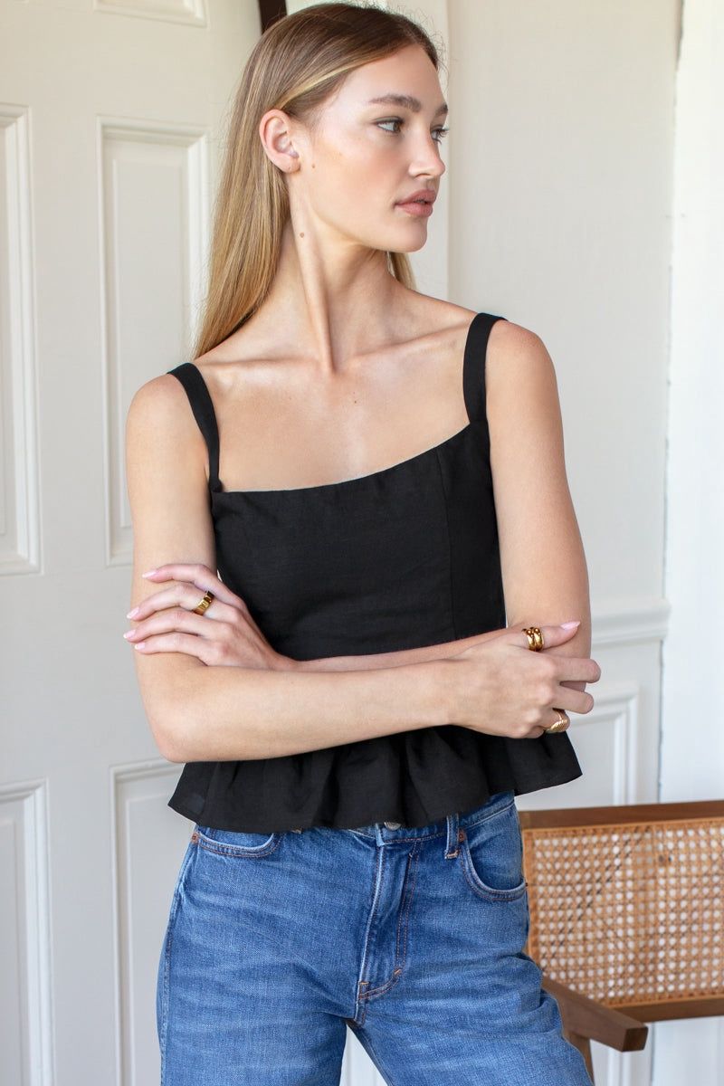 Emerson Fry - Jour Peplum Top Black