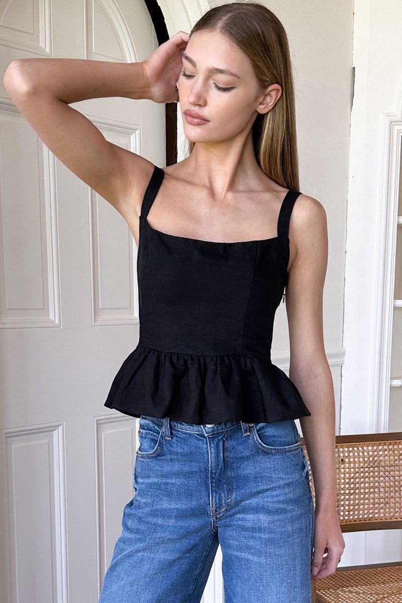 Emerson Fry - Jour Peplum Top Black