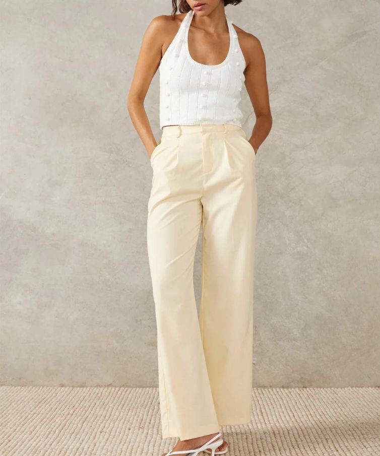 MØN RENN - Pom Pom Knit Top Pearl