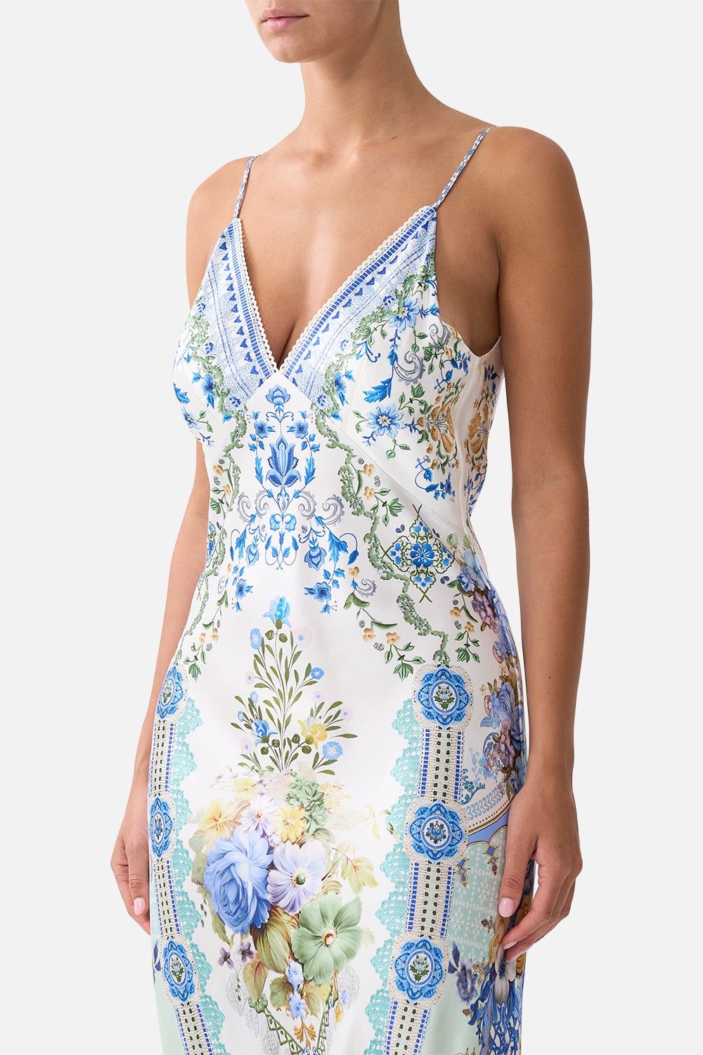 Camilla - V Neck Full Length Bias Slip Dress My Homespun Heart