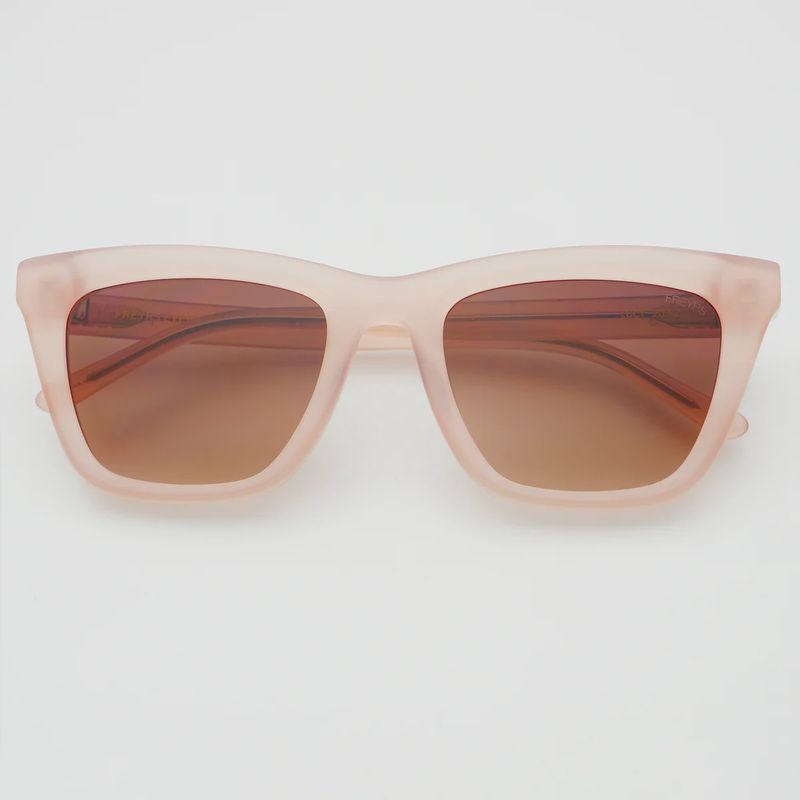 FREYRS Eyewear - Noa Acetate Unisex Rectangular Sunglasses - Light Pink / Brown