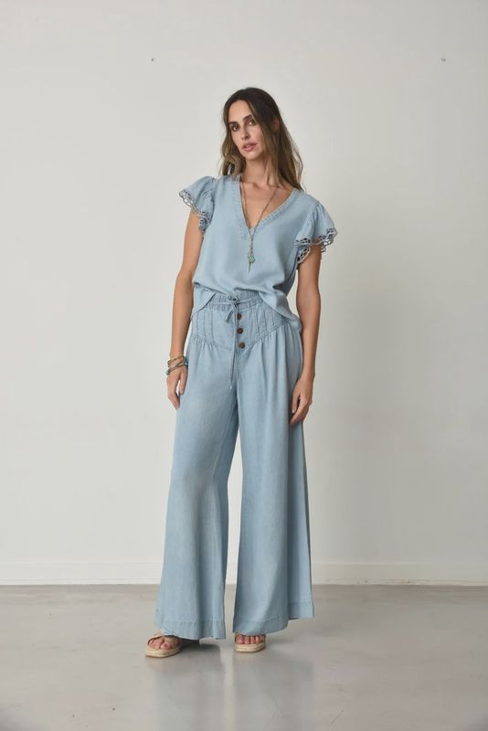 Muche et Muchette - Jacky Eyelet Sleeve Tencel V-neck Top