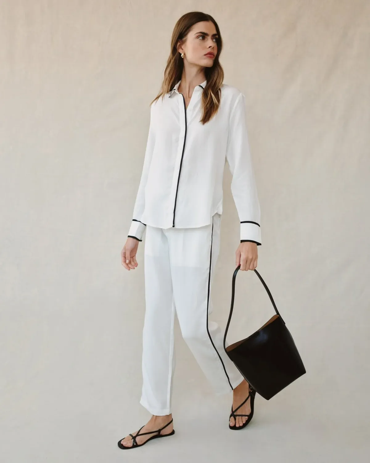 Bella Dahl - Contrast Trim Shirt Off White