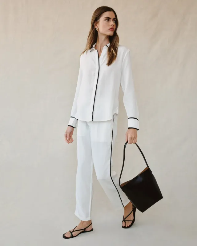 Bella Dahl - Contrast Trim Shirt Off White