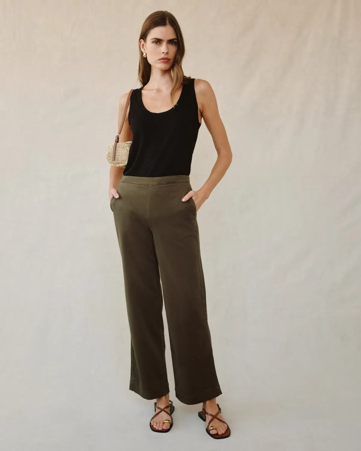 Bella Dahl - Catalina Clean Front Wide Pant Forest Army