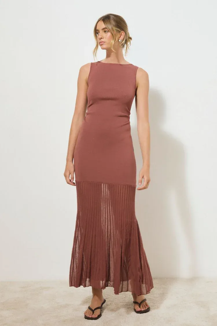 MØN RENN - Reflection Knit Dress Cognac