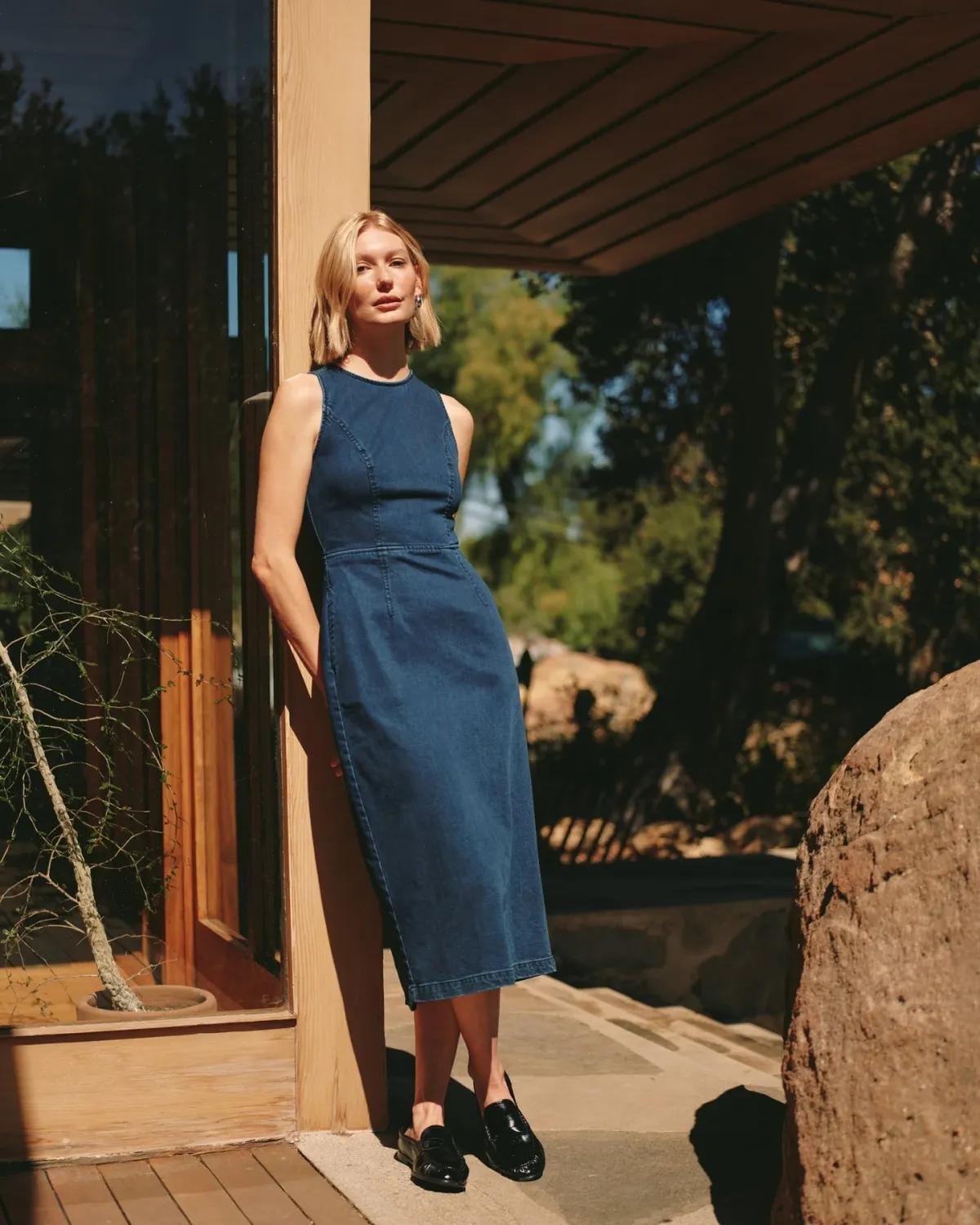 Bella Dahl - Zip Back Maxi Dress Midnight Arctic Wash