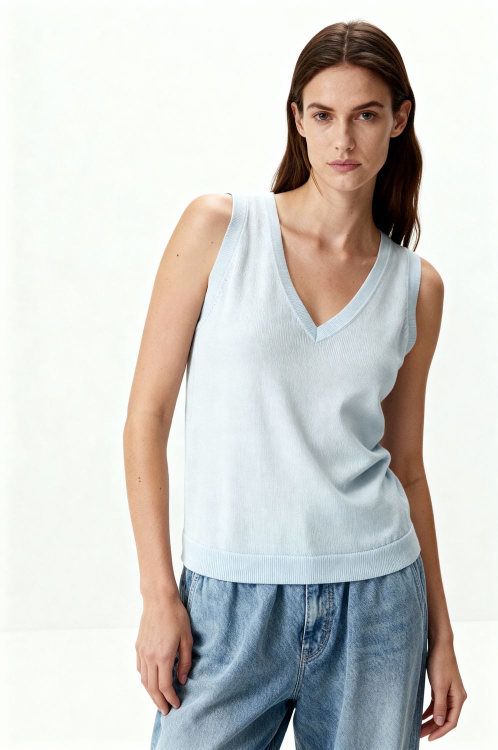 Amanda Maria - Cashmere Blend Tank Powder Blue