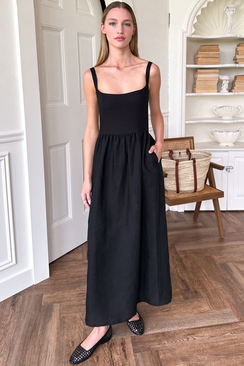 Emerson Fry - Jour Maxi Dress in Black Silk Velvet