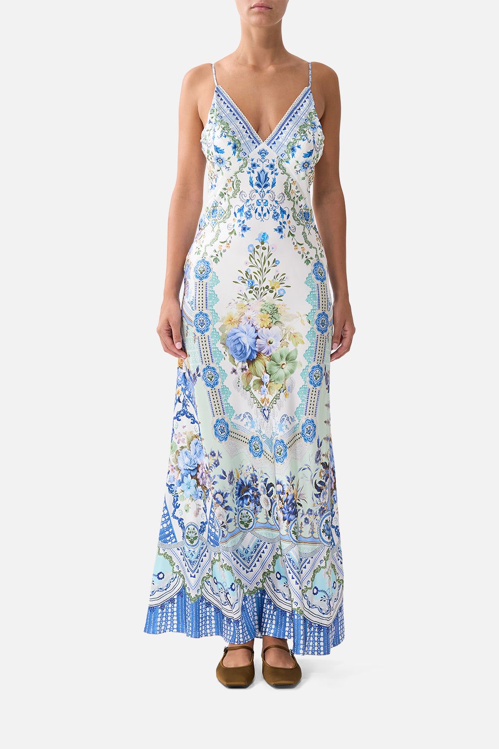 Camilla - V Neck Full Length Bias Slip Dress My Homespun Heart