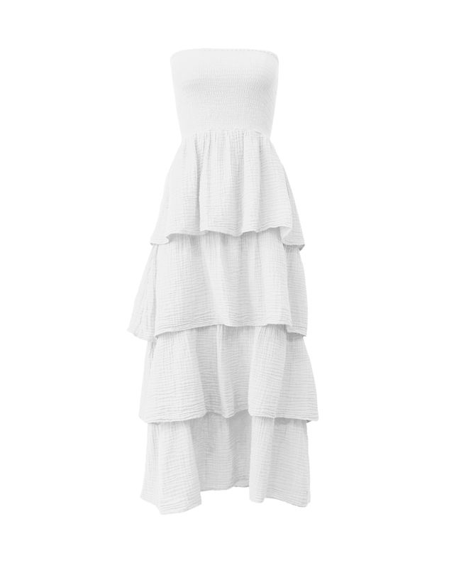 Felicite - Strapless Tier Maxi Dress White