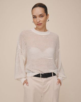 Bella Dahl - Relaxed Boxy Fit Sweater Vanilla Frost