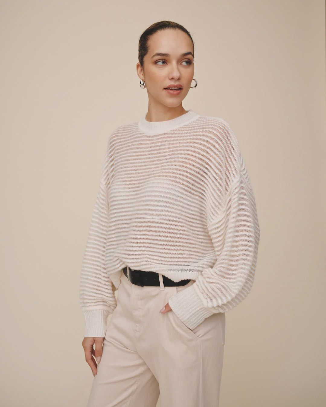 Bella Dahl - Relaxed Boxy Fit Sweater Vanilla Frost