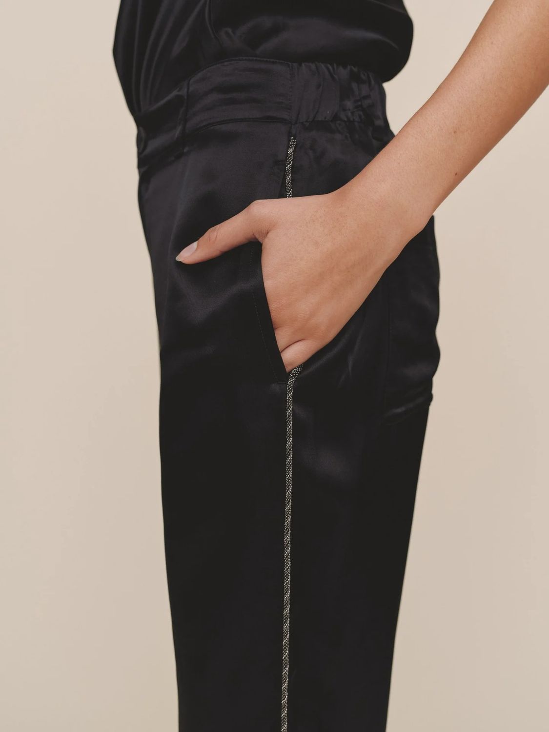Bella Dahl - Trouser With Beaded Piping Black