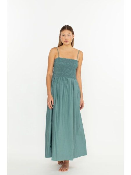 Mikoh - Talisa Shirred Maxi Dress Aqua