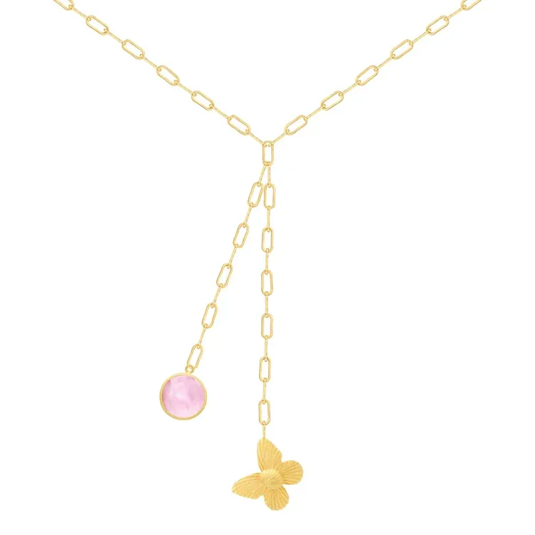 Marcia Moran - Zinna Necklace Rose Quartz