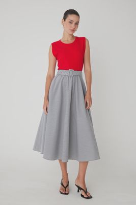 JS71 - Collette Cotton Blend Dress Red/Black