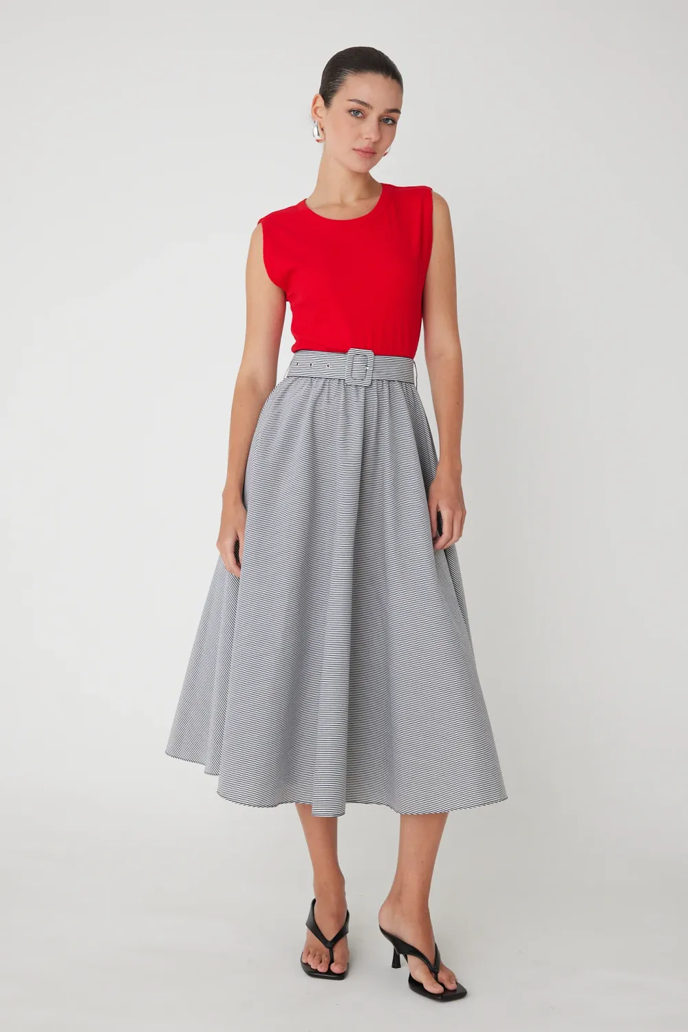 JS71 - Collette Cotton Blend Dress Red/Black