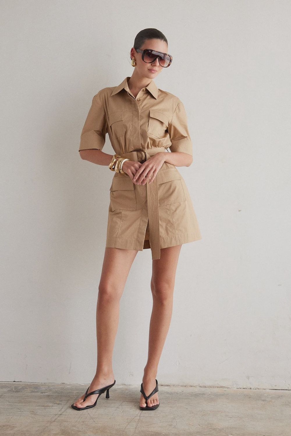 JS71 - Larsen Short Cotton Dress Khaki