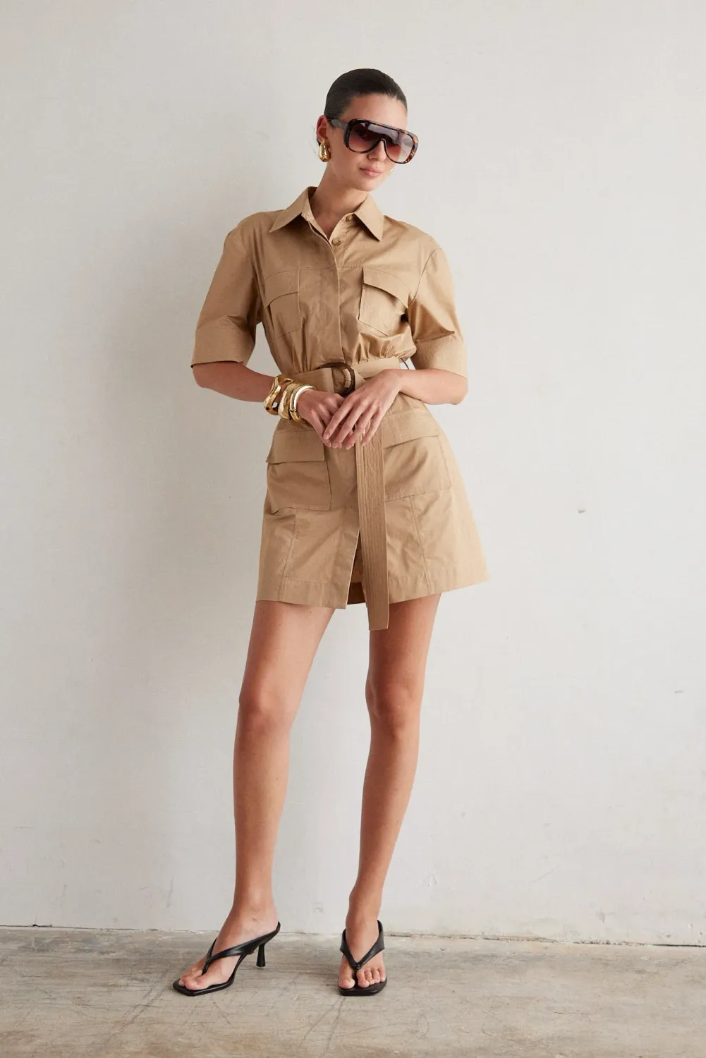 JS71 - Larsen Short Cotton Dress Khaki