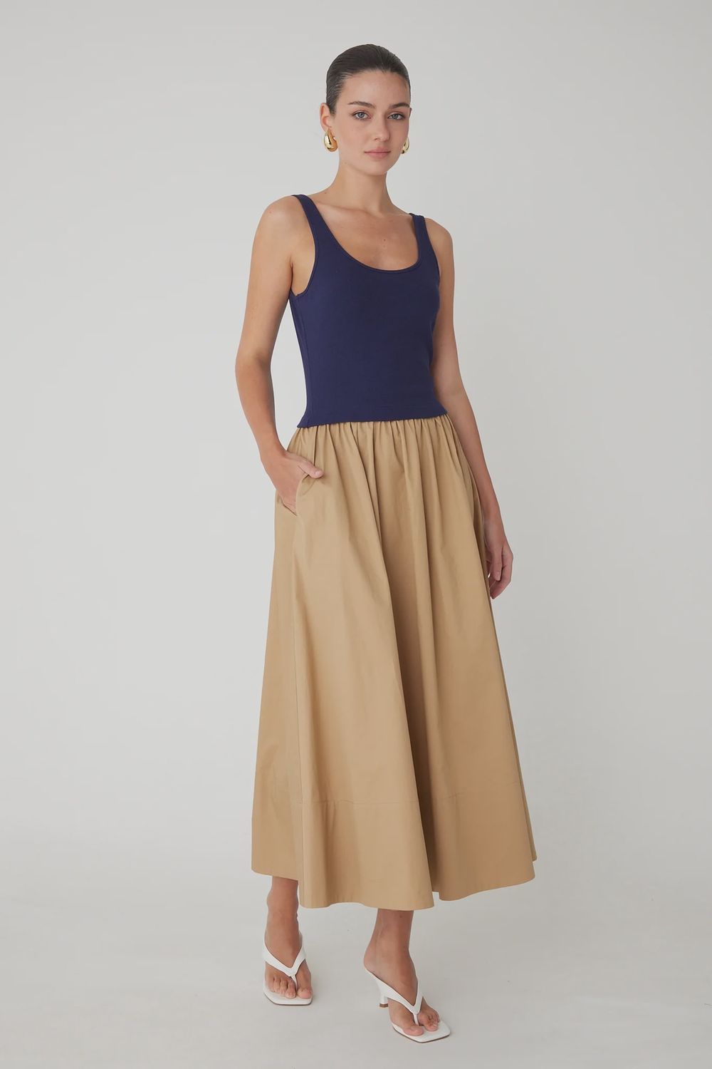 JS71 - Gracen Cotton Dress Navy/Khaki