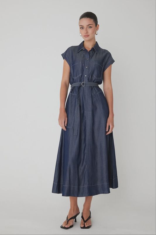 JS71 - Kenna Long Soft Dress Indigo