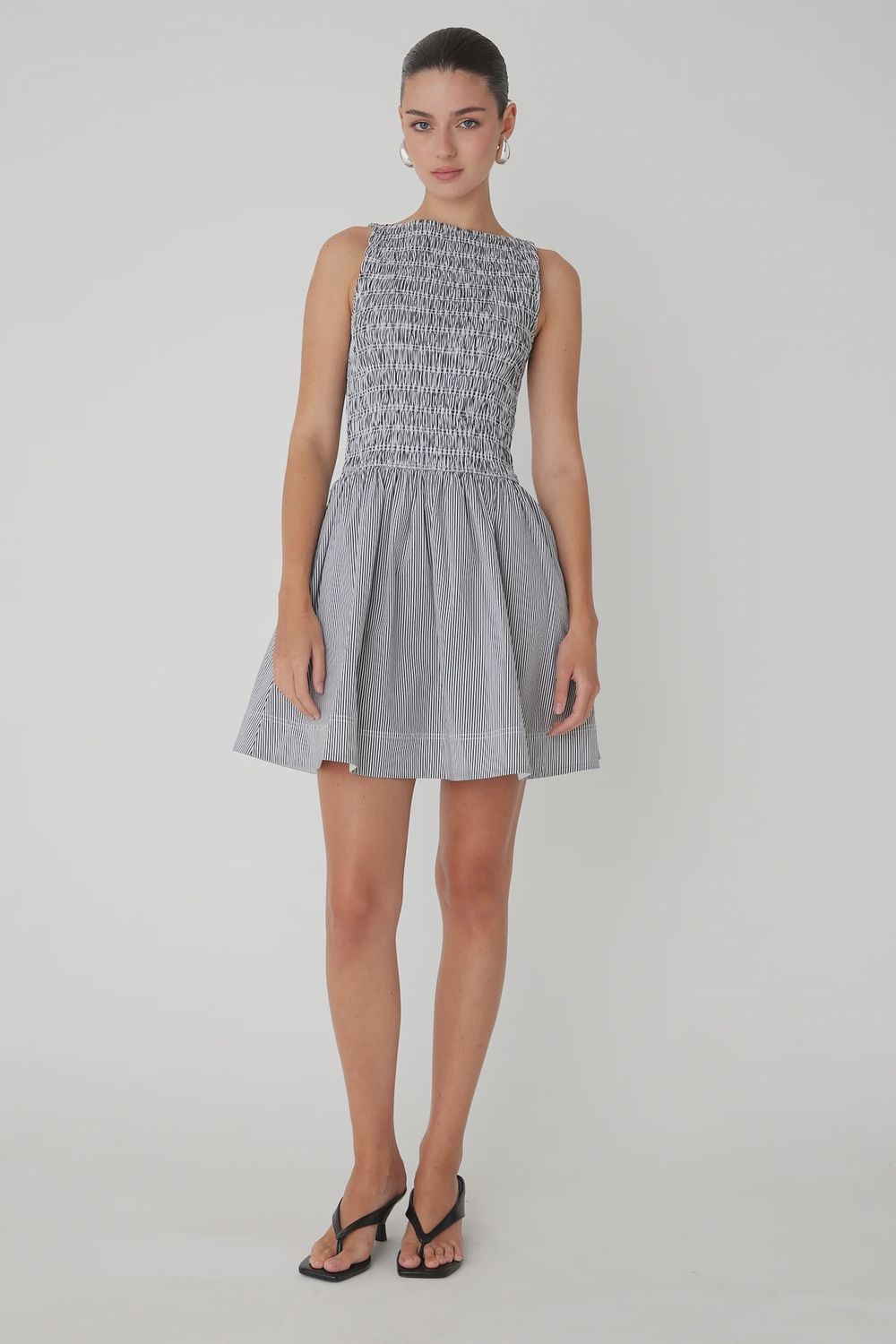 JS71 - Marisol Short Dress Black/White Stripe