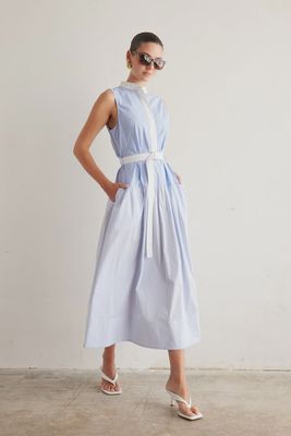 JS71 - Zelma Cotton Blend Dress Blue/White Stripe