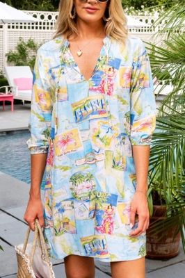 Walker &amp; Wade - Jaipur Dress In Postcards Turquoise