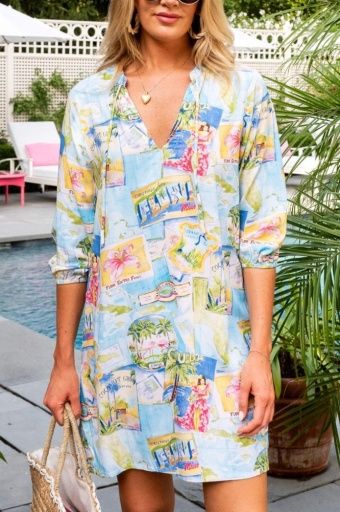 Walker &amp; Wade - Jaipur Dress In Postcards Turquoise