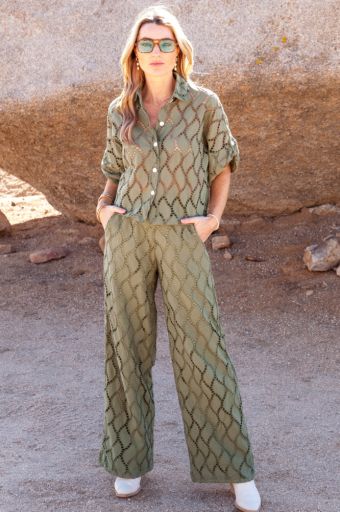 Walker & Wade - Brianna Pant in Sage, Colour: SAGE, Size: XS