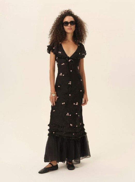 For Love &amp; Lemons - Rose Vine Maxi Dress Black