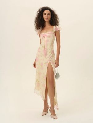 For Love &amp; Lemons - Rue Midi Dress Soft Yellow