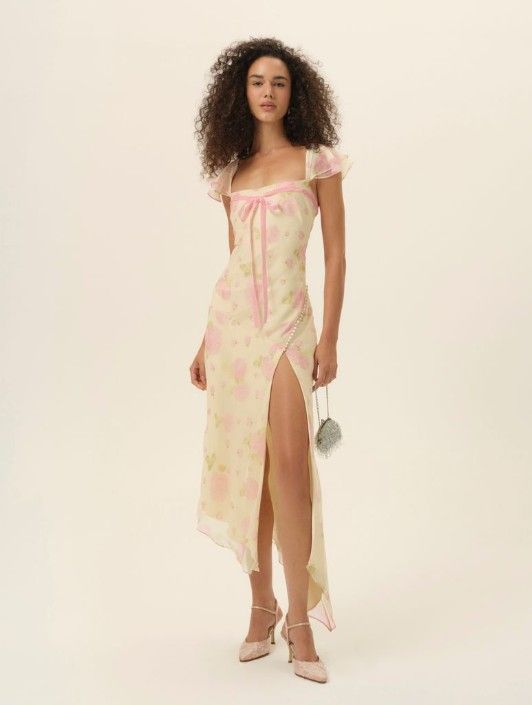 For Love &amp; Lemons - Rue Midi Dress Soft Yellow