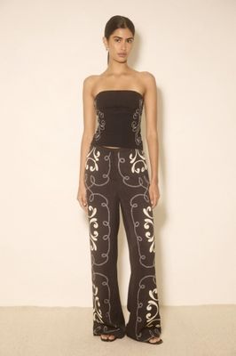 MON RENN - Zahra Embroidered Top Midnight Black