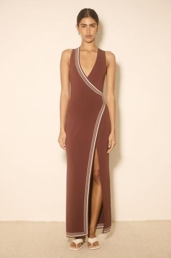 MON RENN - Esplanade Knit Dress Raisin, Size: XS