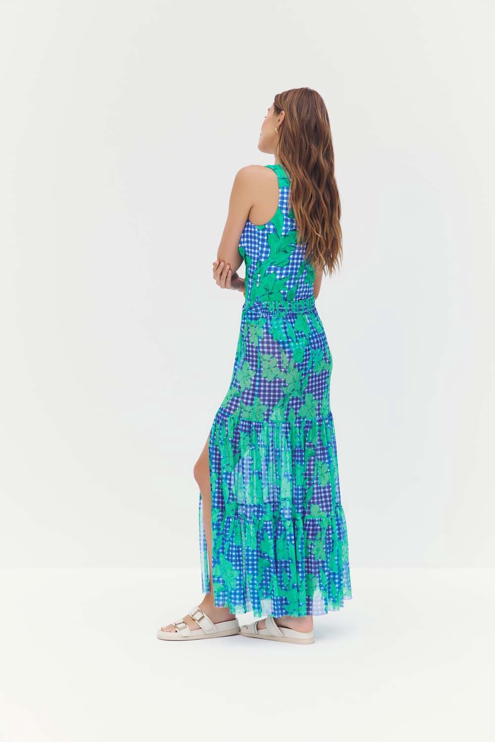 Hutch - Suvi Cover-Up Cobalt/Teal Gingham Backed Floral