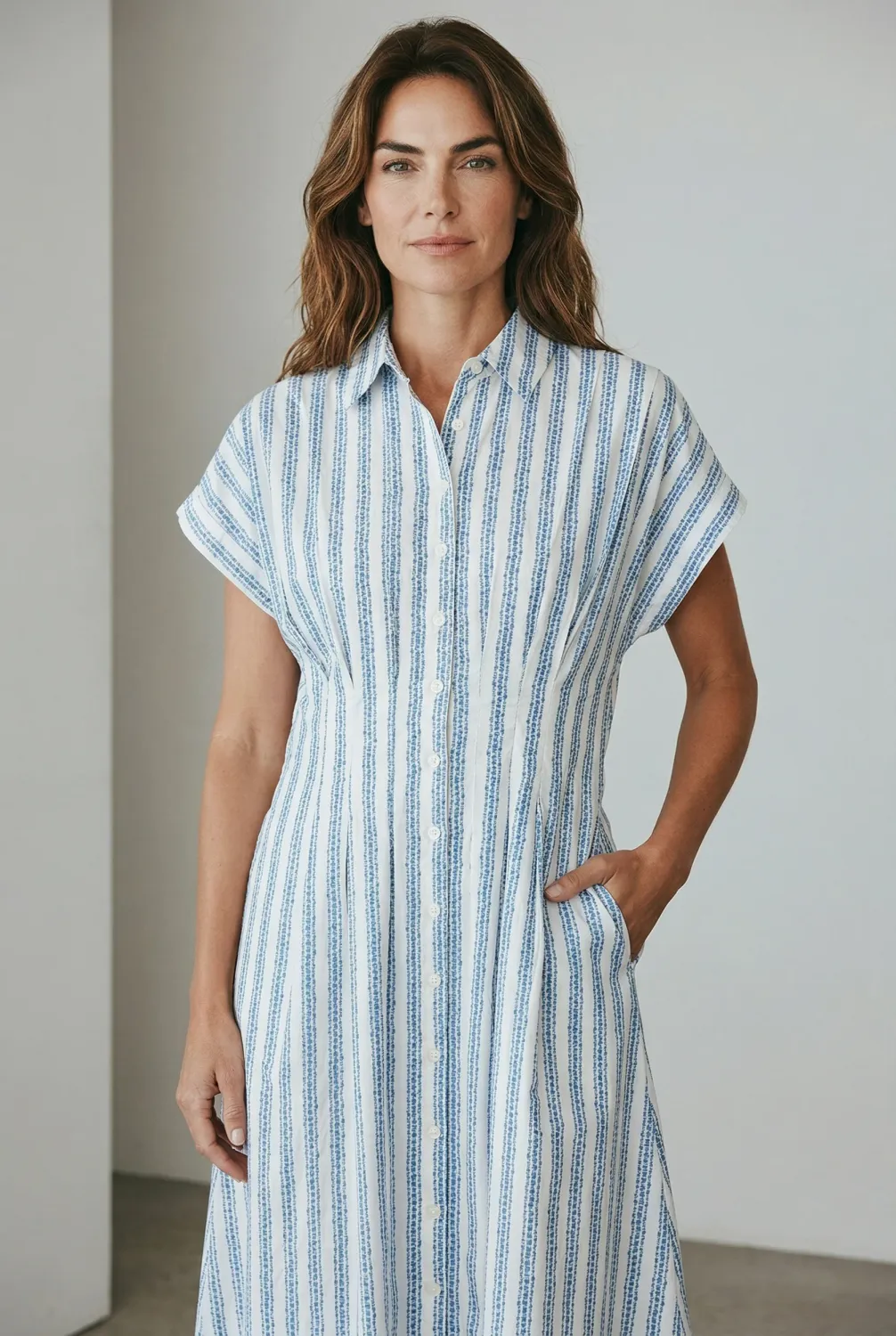 Ivy Coast - Chira Dress Light Blue Stripe