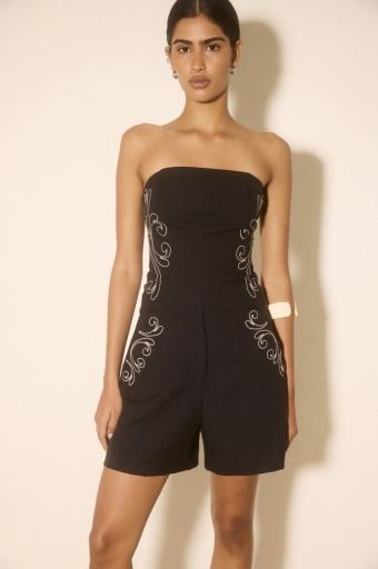 MON RENN - Zahra Embroidered Short Midnight Black