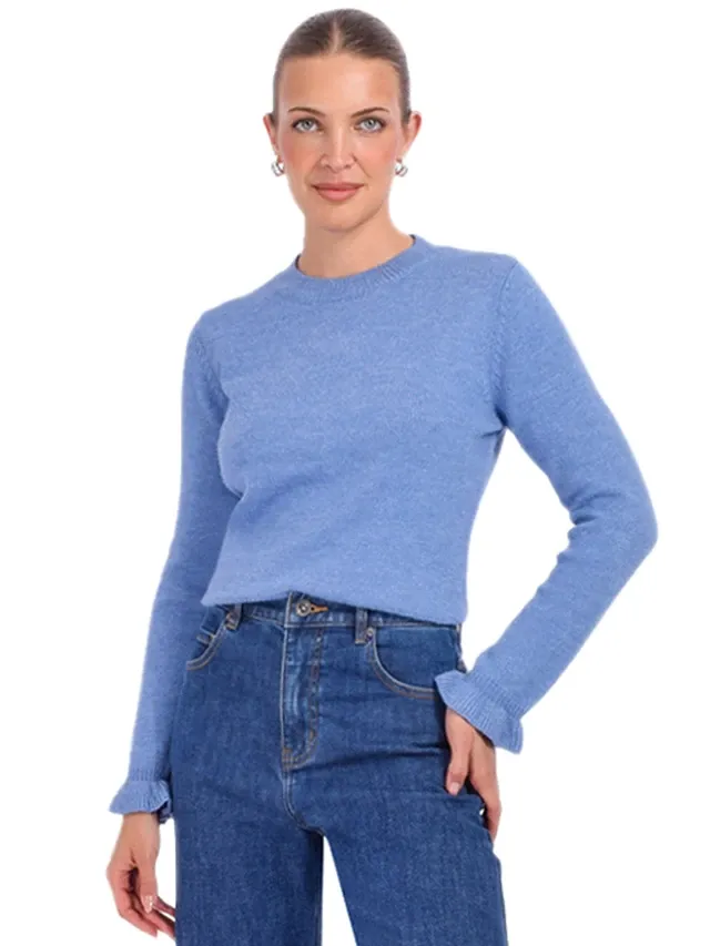 Drew - Erin Crew Neck Sleeve Ruffle Blue