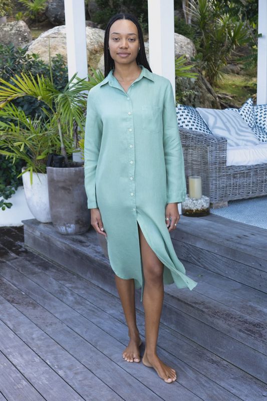 Hiho - Maxi Shirtdress Basil