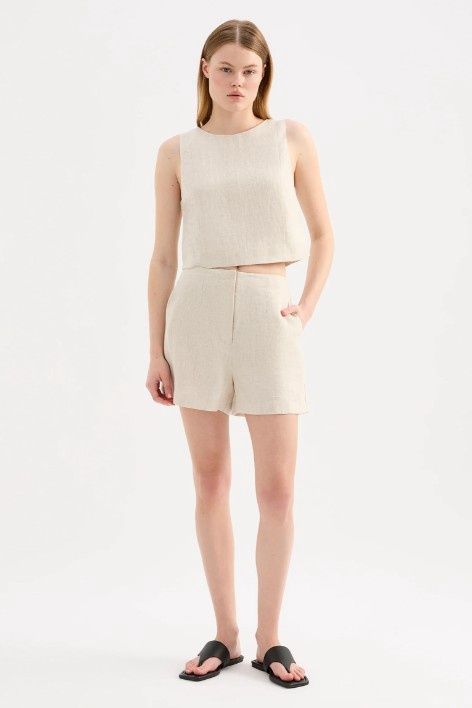 Nude Lucy - Marli Linen Shorts Natural