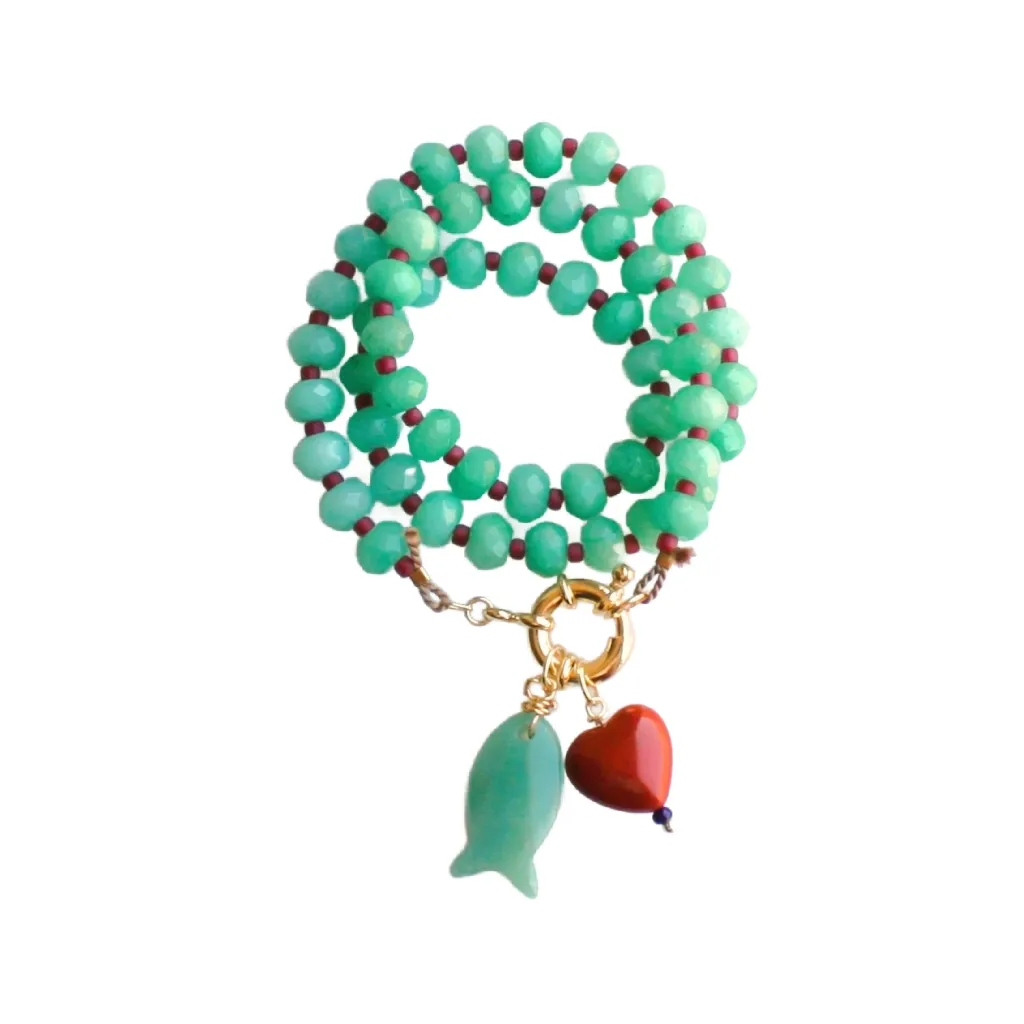 The Silver Wren - Gemstone Necklace Heart &amp; Fish