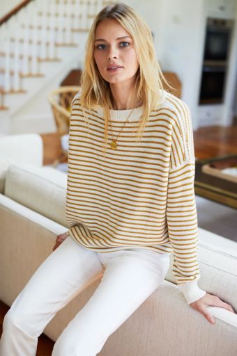 Emerson Fry - Carolyn Sweater Marigold Stripe Organic, Colour: marigold stripe organic, Size: XS