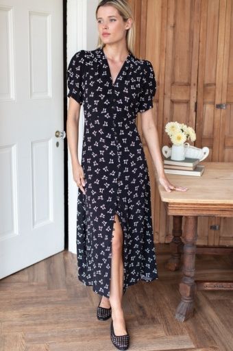 Emerson Fry - Lucyia Antique Dress Vintage Bows Tuxedo, Colour: vintage bows tuxedo, Size: XS