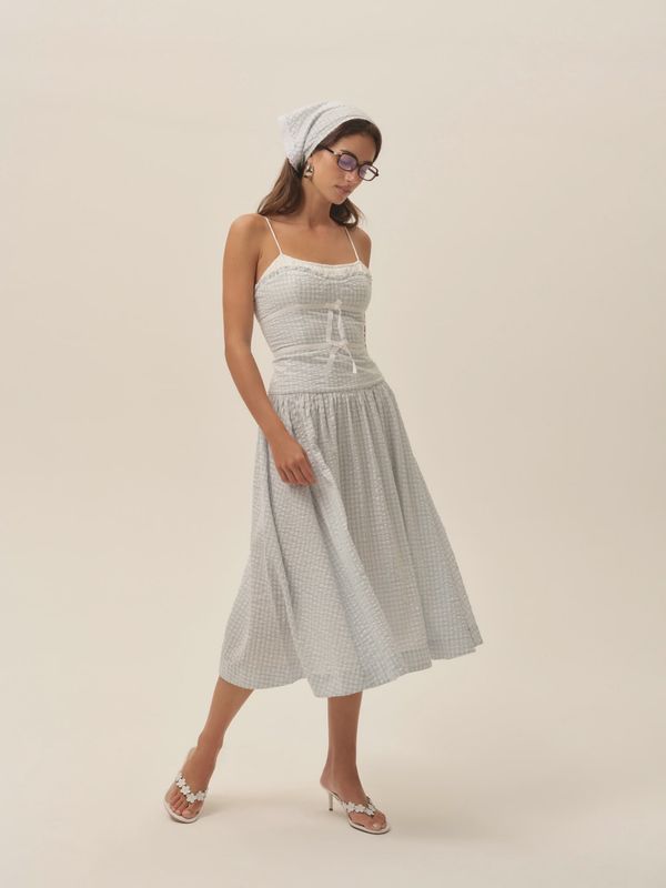 For Love &amp; Lemons - Georgia Gingham Midi Dress Blue